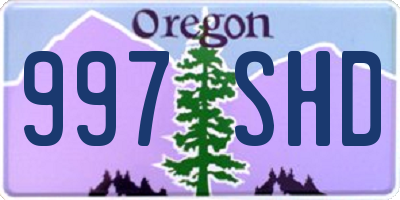 OR license plate 997SHD