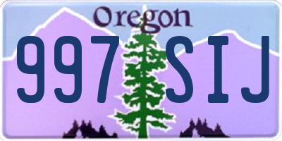 OR license plate 997SIJ