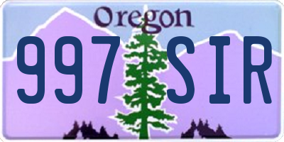 OR license plate 997SIR