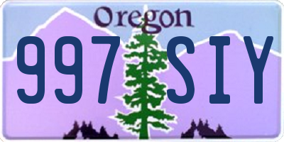 OR license plate 997SIY