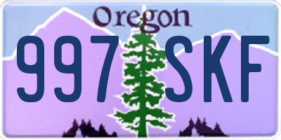 OR license plate 997SKF