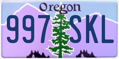 OR license plate 997SKL