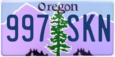 OR license plate 997SKN