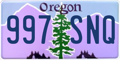OR license plate 997SNQ