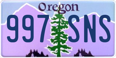 OR license plate 997SNS