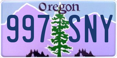 OR license plate 997SNY