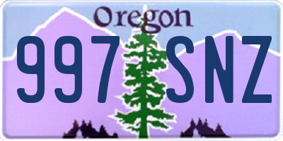 OR license plate 997SNZ