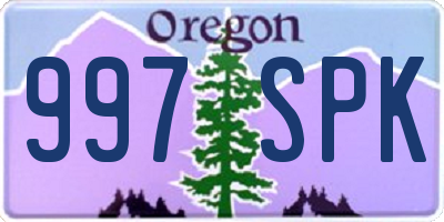 OR license plate 997SPK