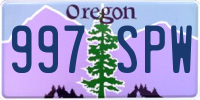 OR license plate 997SPW