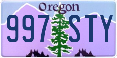 OR license plate 997STY