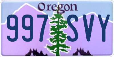 OR license plate 997SVY
