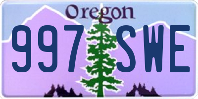 OR license plate 997SWE