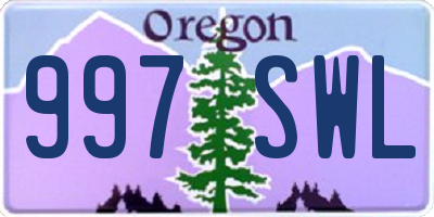 OR license plate 997SWL