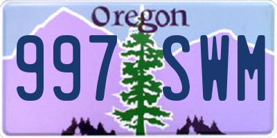 OR license plate 997SWM