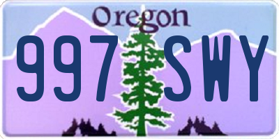 OR license plate 997SWY