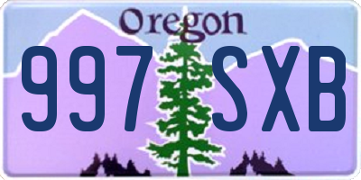 OR license plate 997SXB