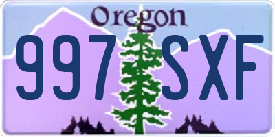 OR license plate 997SXF