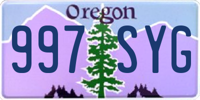 OR license plate 997SYG
