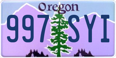 OR license plate 997SYI