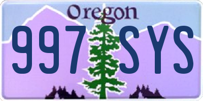 OR license plate 997SYS