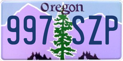 OR license plate 997SZP