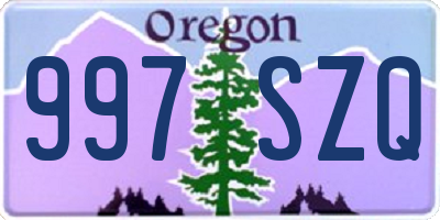 OR license plate 997SZQ