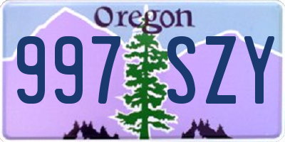 OR license plate 997SZY