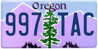 OR license plate 997TAC