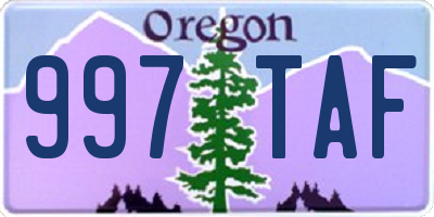 OR license plate 997TAF