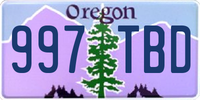 OR license plate 997TBD