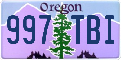 OR license plate 997TBI