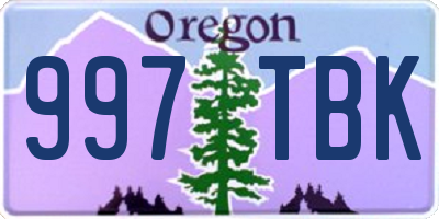 OR license plate 997TBK