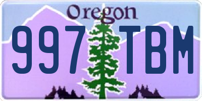 OR license plate 997TBM