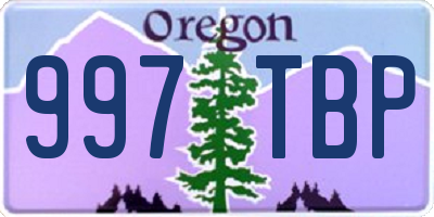 OR license plate 997TBP