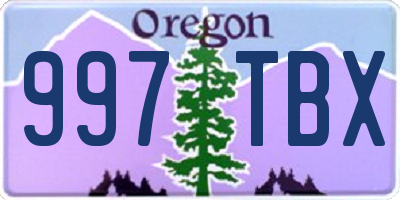 OR license plate 997TBX