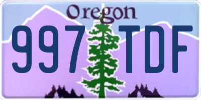 OR license plate 997TDF