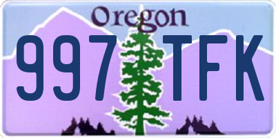 OR license plate 997TFK