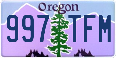 OR license plate 997TFM