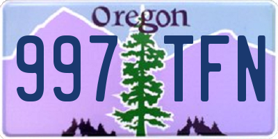 OR license plate 997TFN