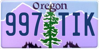 OR license plate 997TIK