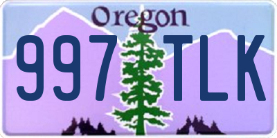 OR license plate 997TLK