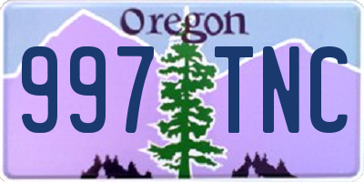 OR license plate 997TNC