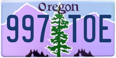 OR license plate 997TOE