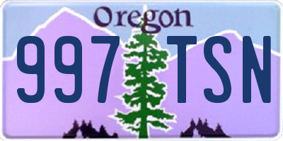 OR license plate 997TSN