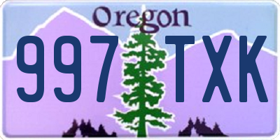 OR license plate 997TXK