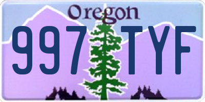 OR license plate 997TYF