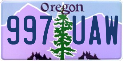 OR license plate 997UAW