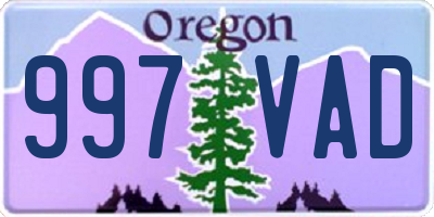 OR license plate 997VAD