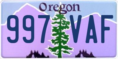 OR license plate 997VAF