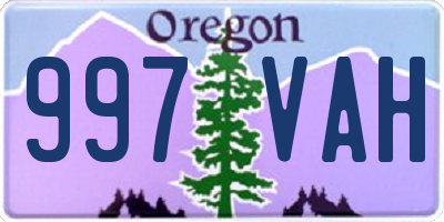 OR license plate 997VAH